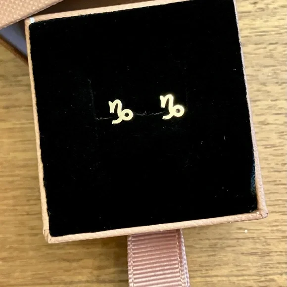 New!! Zoe Chicco 14k Yellow Gold Teeny Capricorn Studs from The Golden Carrot - Picture 3 of 5